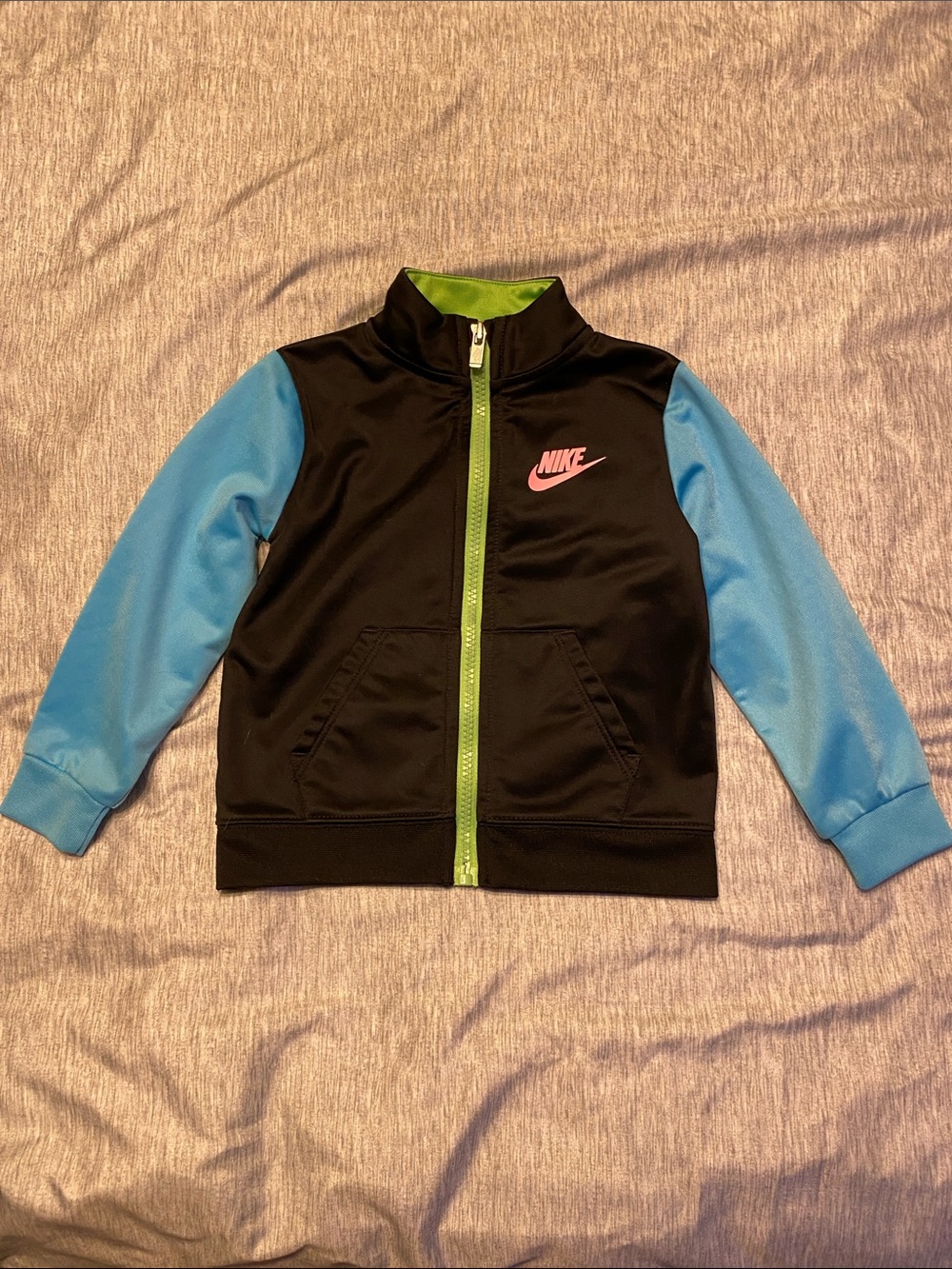Nike Baby Track Jacket Sz 24 Months Black & Blue Colorblock Full Zip